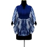 Handmade Tie & Dye Poncho In Rayon Fabric With Sequins On Neck (Free Shipping) Ponh0025rr