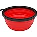 2 Pack Collapsible Travel Dog & Cat Bowl [FREE Carabiner] BPA Free - Pet Bowl for Large Small Dogs Cats & Puppy - Best Foldable Expandable Cup Dish Feeding Feeder Food Water Camping [Yellow & Red]