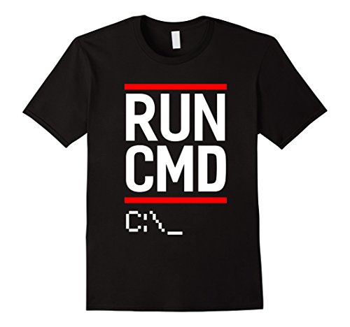 Men's RUN CMD Funny Programming Joke Geek Coding Pride Day T-shirt 3XL Black