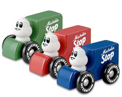 ミシュラン　木製玩具　クラシックカーSTOP　スマイル ブルー