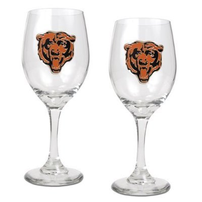 Chicago Bears 2pc 14oz Wine Glass Set - Primary Logo NFL Football