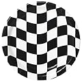 Creative Converting Round Dinner Plates, Black and White Check
