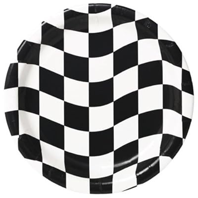 Creative Converting Round Dinner Plates, Black and White Check