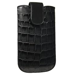 Xirrix PU Leder Tasche Croco schwarz XL f�r Samsung i8700 Omnia 7 i9100 Galaxy S2 S II i9000 Galaxy S i9001 Galaxy S Plus i9003 Galaxy SL i9020 i9023 Nexus S S8530 Wave 2 inkl. sumo:mobile Displayreinigungstuch