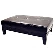 Black Full Leather Cocktail Ottoman By Wholesale Interiors