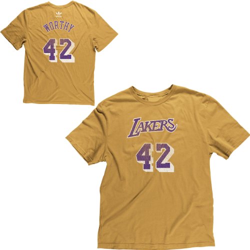 Adidas Los Angeles Lakers James Worthy Hardwood Classics Player T-Shirt Small