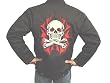 Felon Clothing Skull Batwings Black Lined Chino Jacket Mens Flaming Skull Crossbones Tattoo Design Jacket Biker Jacket Punk Streetwear Club Jacket