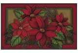 MatMates Poinsettia Basket 18 x 30 Decorative Christmas Doormat