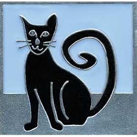 Buy Blue Sitting Kitty Leather Luggage Tag by Ahlers Designs