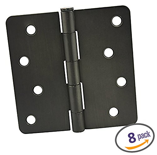 Dynasty Hardware 4" Door Hinges 1/4" Radius Corner, Oil Rubbed Bronze, 8-Pack