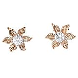 14K Rose Gold Diamond Flower Earrings