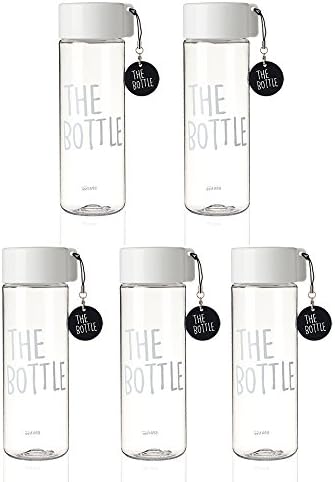 KOMAX The Bottle Transparent Bucket Pail Water Bottle BPA Free Non-Toxic 550ml - 18oz 3&5 pcs set (White, 5 Pack)