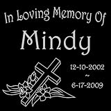 6 x 6 Lazer Gifts Personalized Black Granite Pet Memorial Marker Style Mindy