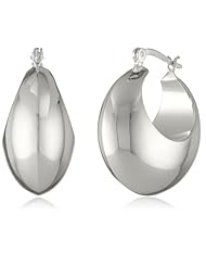Sterling Silver Medium Chunky Graduated Click-Top Hoop Earrings