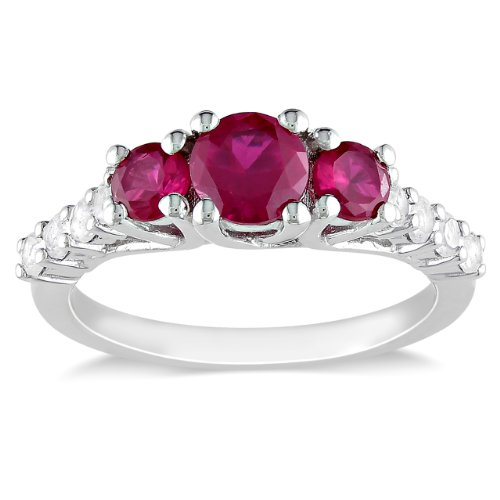 Sterling Silver Created Ruby Ring, Size 7