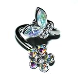 Pierced & Modified - Body Jewellery Navel Bars - Butterfly & Flower Spiral Belly Ring - White