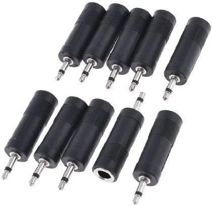 10 piezas de 3,5 mm Mono Plug a 6.35mm Jack hembra Audio Mic Converter