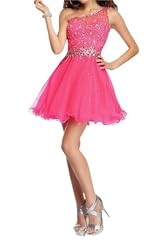 Cocktail Sheer One Shoulder Chiffon Homecoming Dress/Party Dress/Mini Dress 