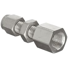 Parker A-Lok 316 Stainless Steel Compression Tube Fitting, Bulkhead Adapter, Tube OD x NPT Female