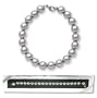 Designer Inspired Silver Bead Bracelet Strung on Cable Chain Gift Boxed