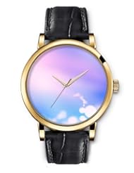 SPRAWL Aanalog Fashion Series Gold Ladies Watches of Genuine Black Leather Strap,Unique Wrist Watch for Women Girls Designed with Circles in twilight background