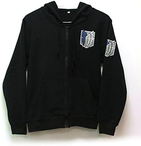 HiRudolph Hot Attack on Titan Shingeki no Kyojin cosplay hoodie coat Sweater Short sleeve Black, X-Large