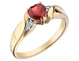 Garnet Heart Promise Ring with Diamonds in 10K Yellow Gold