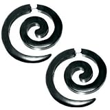 Organic Black Wood Fake 2G Spiral Plug - 44mm x 40mm - 18G Wire - Sold as a Pair