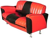Mini Cadillac S PVC Sofa (Black and Red/Red Piping)