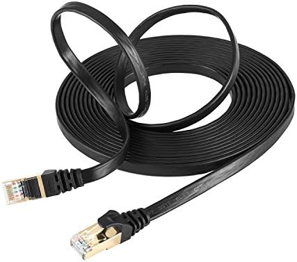 25 Feet Cat 7 Cable High Quality Ethernet Cable Flat, 25ft Shielded (SSTP) Network Cable Cat 7 Flat Ethernet Patch Cable,600MHz Internet Computer Cable,Snagless Rj45 Connectors