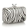 White zebra print clutch purse'