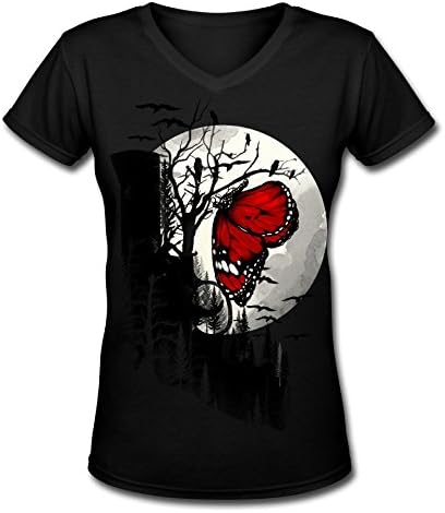 Butterfly Moon V-neck Woman's Sport Tee-shirt Women's Fashion