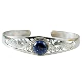 Sterling Silver Flower Lapis Lazuli Bracelet, # 3