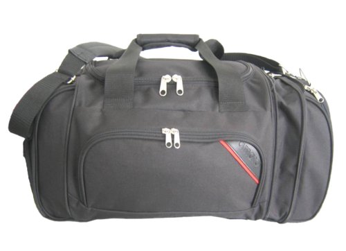 Amaro 3859 Freizeit- und Reisetasche, 39L, ca. 57,0 x 26,0 x 24,0 cm, schwarz mit rotem Zierstreifen
