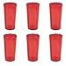 NEW, 20 oz. Restaurant Tumbler Beverage Cup, Stackable Cups, Break-Resistant Commmerical Plastic, Set of 6 - Ruby Red