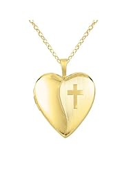 Sterling silver and 14k gold Heart Shaped Locket w/ Cross Necklace