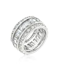 Triple Row White Sterling Silver Eternity Band Ring
