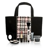 Lancome Travel Set (Black with Pink Plaid Center) 7 Piece Set