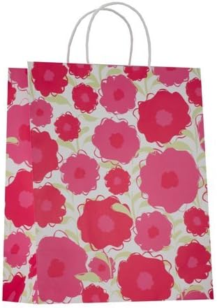 Extra Large White Kraft Pink Floral All Occasion Gift Bag, 6 Count