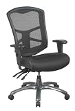 Office Star ProGrid Back Leather and Mesh Seat Chair with Titanium Finish Base, Dual Function Control and 2-Way Adjustment Arms