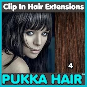 20 Inch (Dark Brown #4) Clip In Remy Human Hair Extensions - 8 Piece Set - Full Head - Clips Attached - 110g Weight - Get the Celebrity Lush Look!!