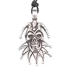 Joker Skull Jester Hat Pewter Pendant Necklace