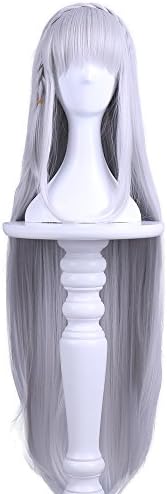 Ying Lin Re:Life in a different world from zero Emilia sliver long cos wig Straight Long 100cm Anime Cosplay Wigs
