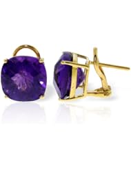 14k Solid Gold 7.2ct Genuine Purple Amethyst French Clip Earrings
