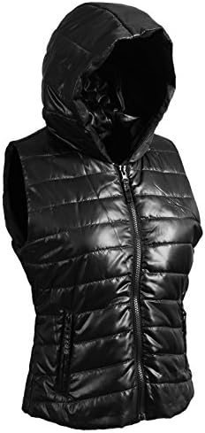 NE PEOPLE Women's Fitted Lightweight Puffer Zip Up Vest With Hood-10 Color
