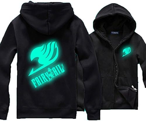 Anime Fairy Tail Fleece Winter Noctilucence Hoodie Jacket (XXL=US size XL, Green Noctilucence 2)