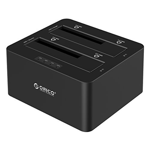 ORICO Dual-bay USB 3.0 to SATA 2.5-inch/ 3.5-inch External Hard Drive Docking Station with Offline Clone Function [UASP Protocol and 2 x 8TB Supported]-Black