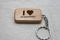 I Love Grasshopper Wooden Keychain