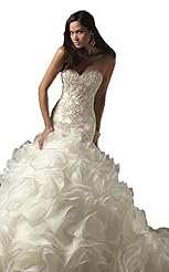 Strapless Lace Crystal 2015 Mermaid Organza/Satin Evening Dress/Bridesmaid Dress/Prom Dress/Party Dress/Wedding Dress 