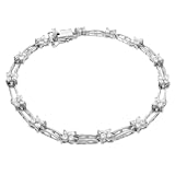 Sterling Silver Rhodium Plated Flower CZ Fashion Bracelet
